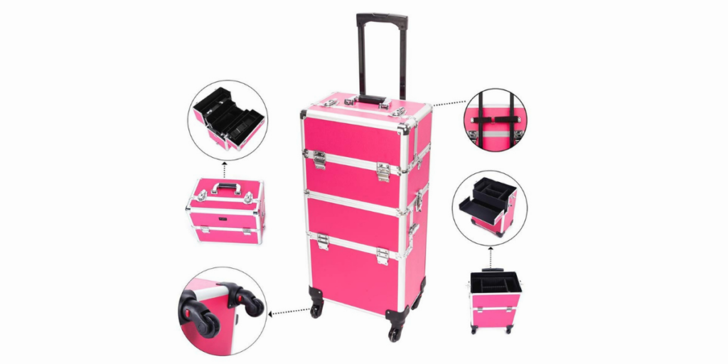 Mefeir 2-in-1 Rolling Makeup train case